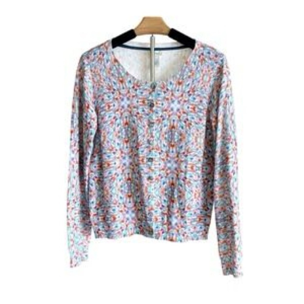 Sundance Geometric Cotton Button Front Cardigan